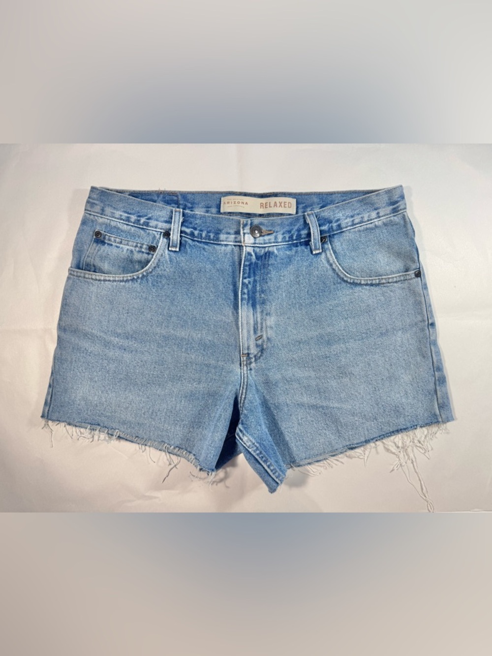 High Rise Arizona Jean Company Light Blue Relaxed Denim Cutoff Shorts